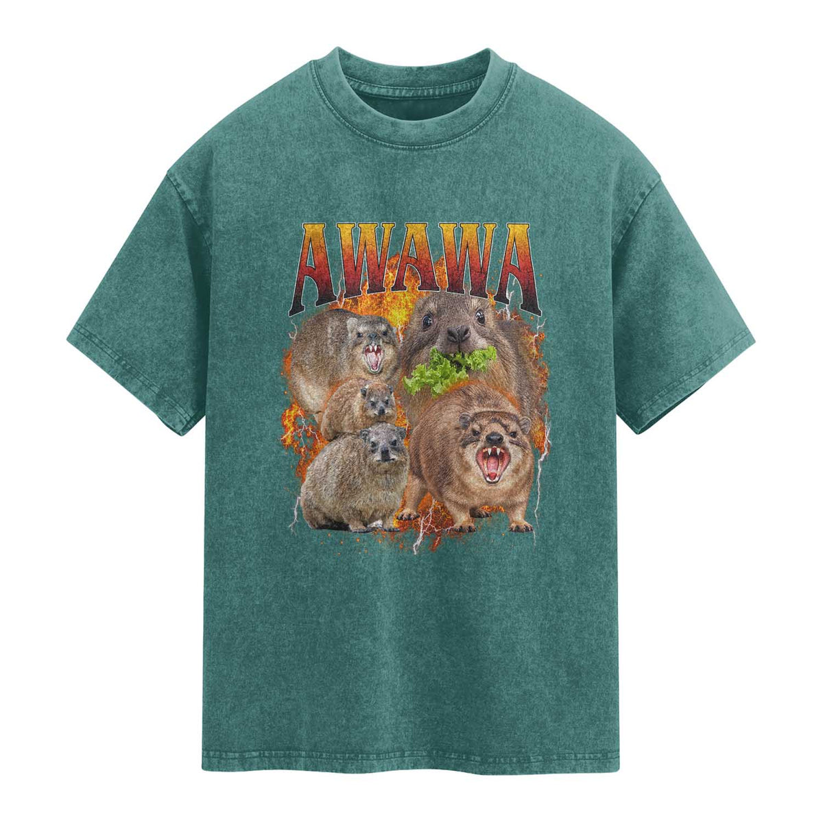 Funny Awawa Hyrax Screaming Meme 90s Bootleg Vintage Graphic Washed Cotton T-Shirt