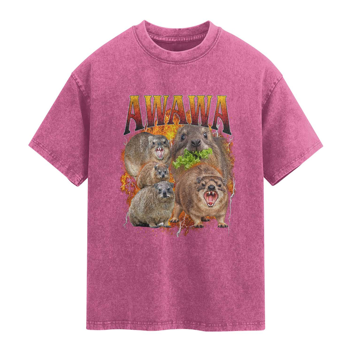 Funny Awawa Hyrax Screaming Meme 90s Bootleg Vintage Graphic Washed Cotton T-Shirt