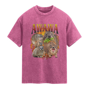 Funny Awawa Hyrax Screaming Meme 90s Bootleg Vintage Graphic Washed Cotton T-Shirt