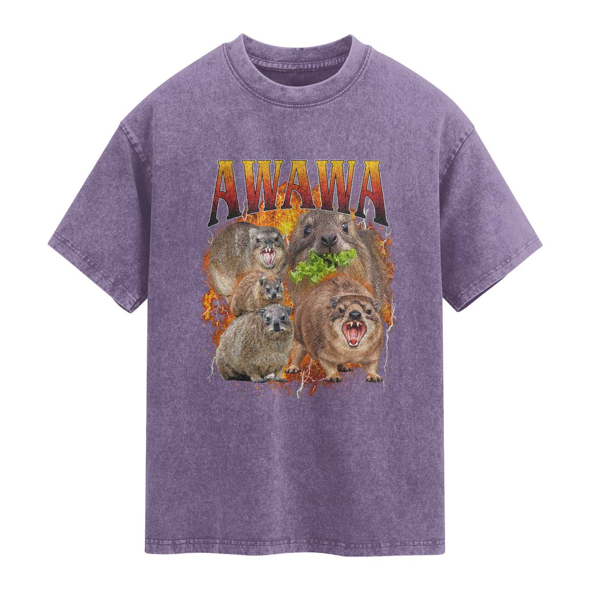 Funny Awawa Hyrax Screaming Meme 90s Bootleg Vintage Graphic Washed Cotton T-Shirt