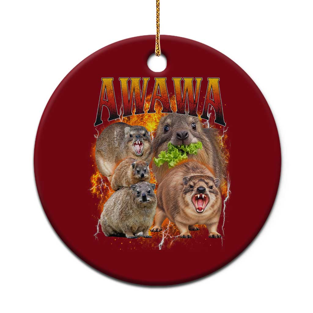 Funny Awawa Hyrax Screaming Meme 90s Bootleg Vintage Graphic Ceramic Ornament