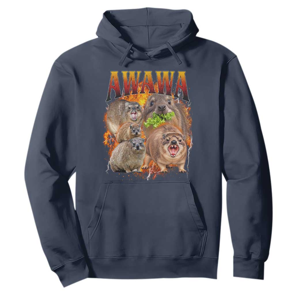 Funny Awawa Hyrax Screaming Meme 90s Bootleg Vintage Graphic Hoodie