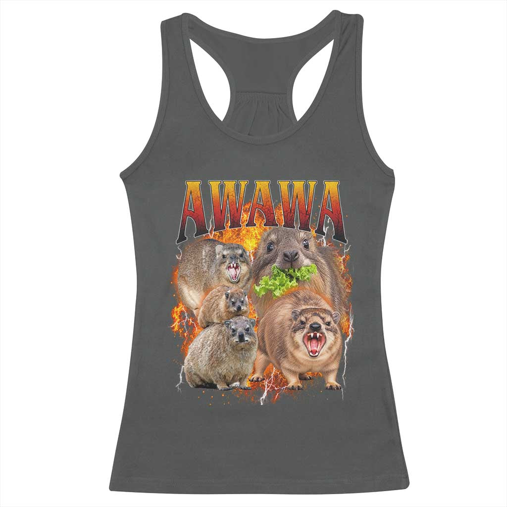 Funny Awawa Hyrax Screaming Meme 90s Bootleg Vintage Graphic Racerback Tank Top