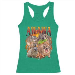 Funny Awawa Hyrax Screaming Meme 90s Bootleg Vintage Graphic Racerback Tank Top