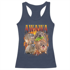 Funny Awawa Hyrax Screaming Meme 90s Bootleg Vintage Graphic Racerback Tank Top