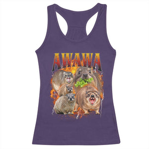 Funny Awawa Hyrax Screaming Meme 90s Bootleg Vintage Graphic Racerback Tank Top
