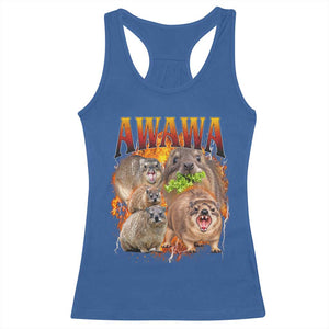 Funny Awawa Hyrax Screaming Meme 90s Bootleg Vintage Graphic Racerback Tank Top