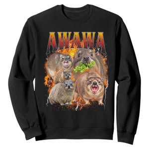 Funny Awawa Hyrax Screaming Meme 90s Bootleg Vintage Graphic Sweatshirt
