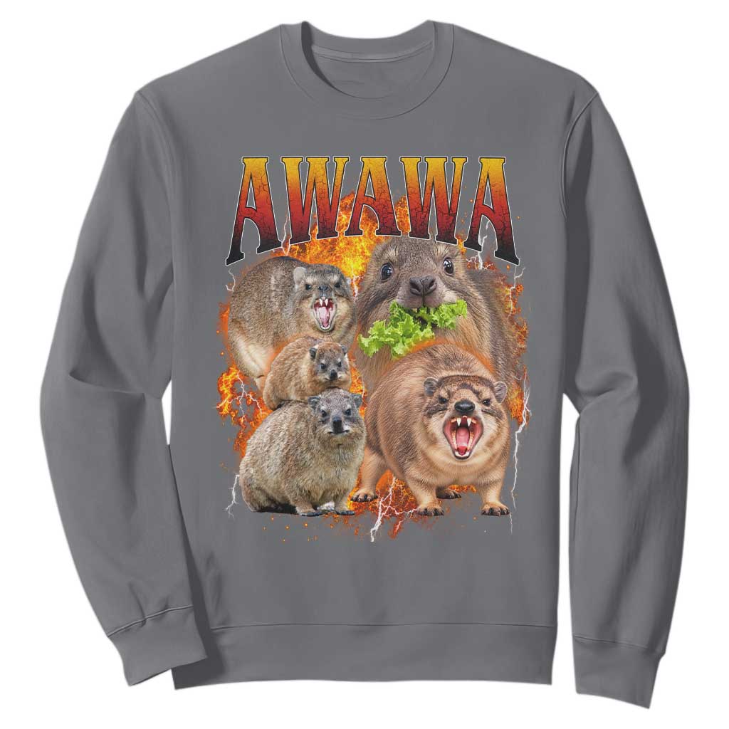 Funny Awawa Hyrax Screaming Meme 90s Bootleg Vintage Graphic Sweatshirt