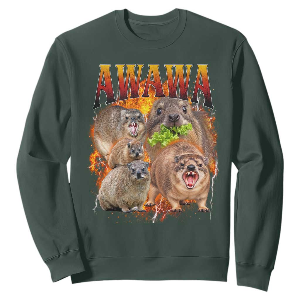 Funny Awawa Hyrax Screaming Meme 90s Bootleg Vintage Graphic Sweatshirt