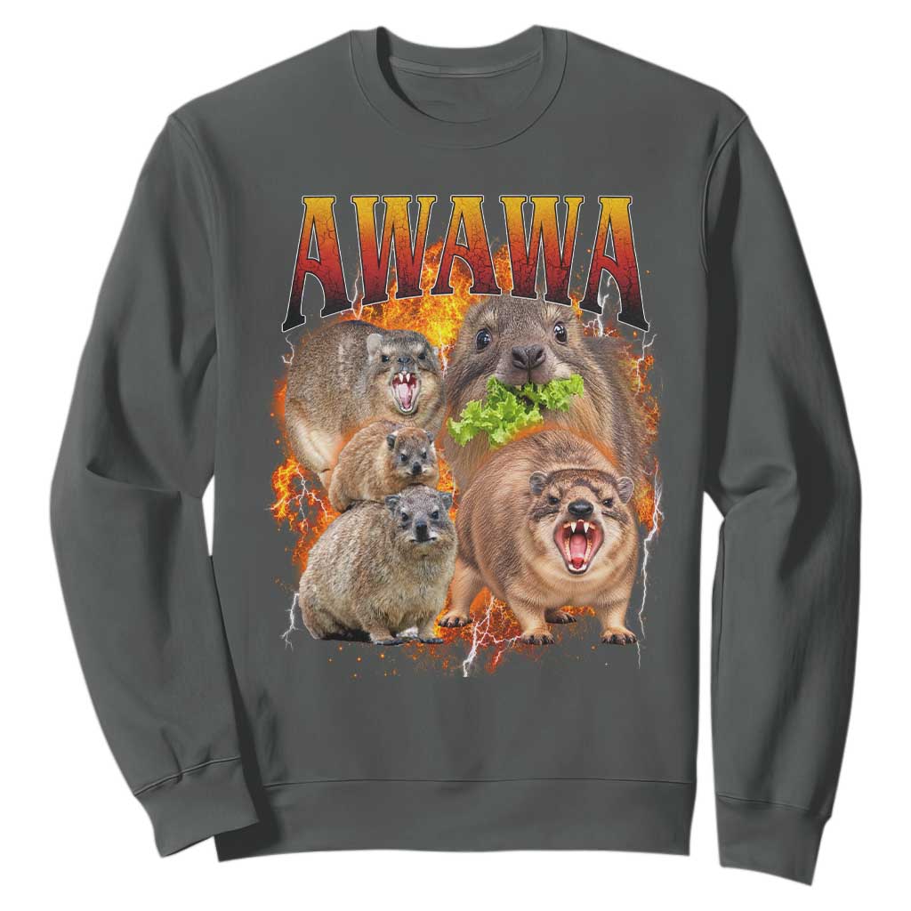 Funny Awawa Hyrax Screaming Meme 90s Bootleg Vintage Graphic Sweatshirt