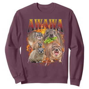 Funny Awawa Hyrax Screaming Meme 90s Bootleg Vintage Graphic Sweatshirt