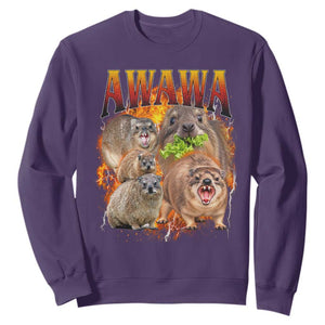 Funny Awawa Hyrax Screaming Meme 90s Bootleg Vintage Graphic Sweatshirt
