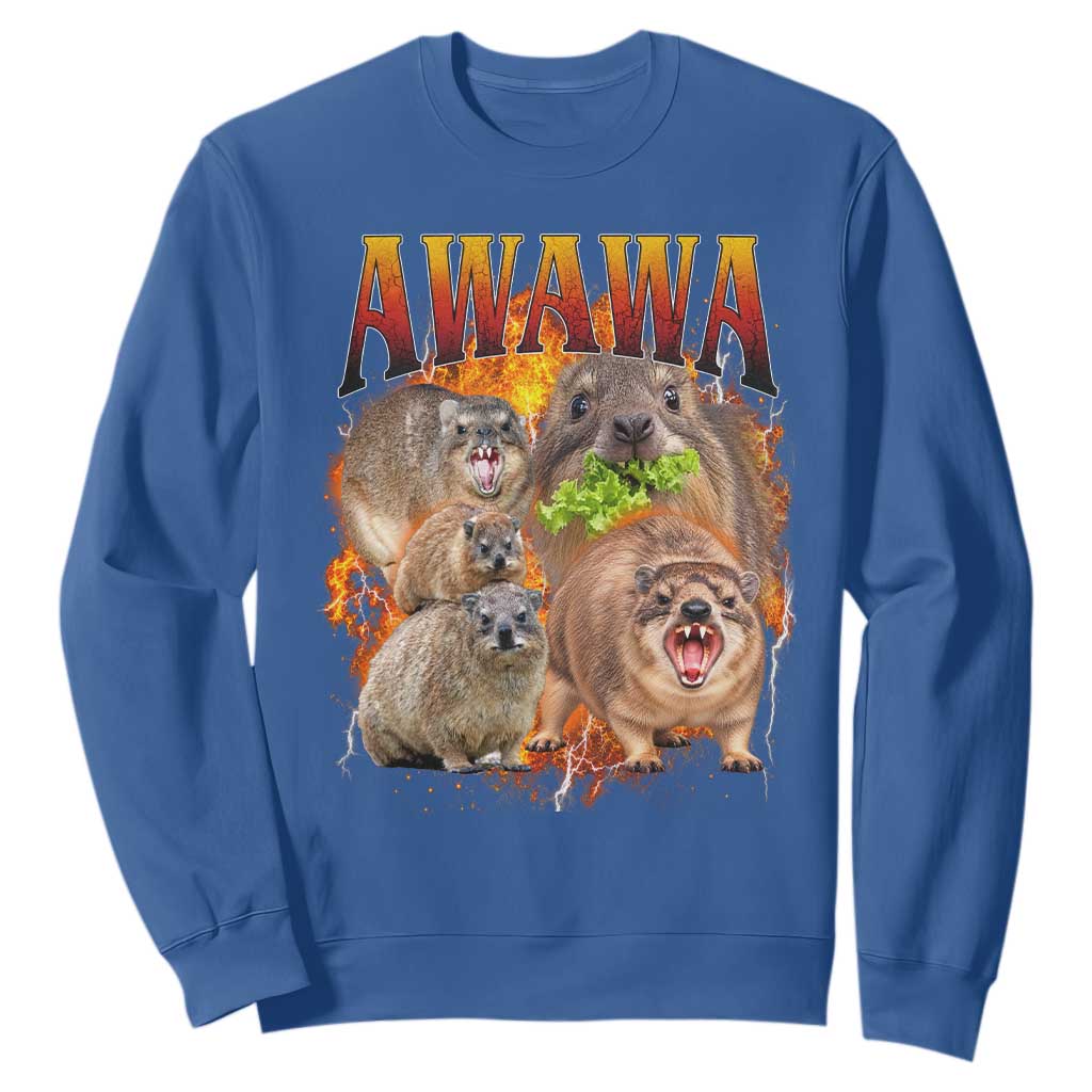 Funny Awawa Hyrax Screaming Meme 90s Bootleg Vintage Graphic Sweatshirt