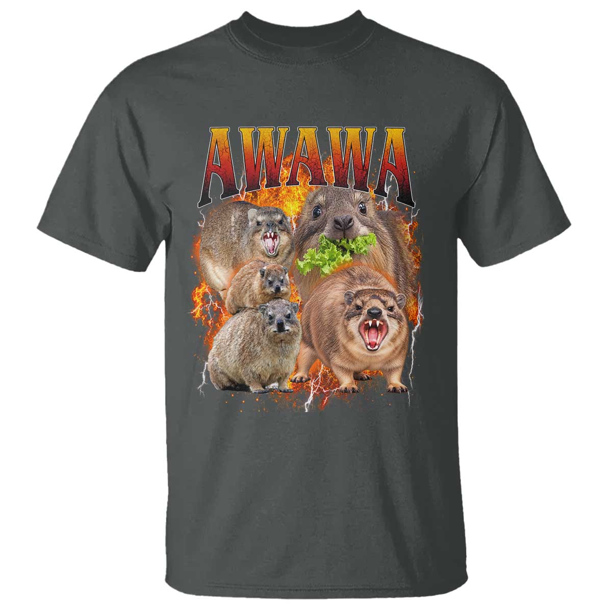 Funny Awawa Hyrax Screaming Meme 90s Bootleg Vintage Graphic T Shirt
