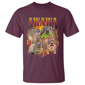 Funny Awawa Hyrax Screaming Meme 90s Bootleg Vintage Graphic T Shirt