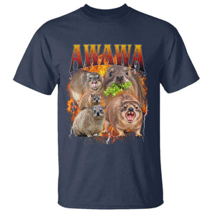 Funny Awawa Hyrax Screaming Meme 90s Bootleg Vintage Graphic T Shirt