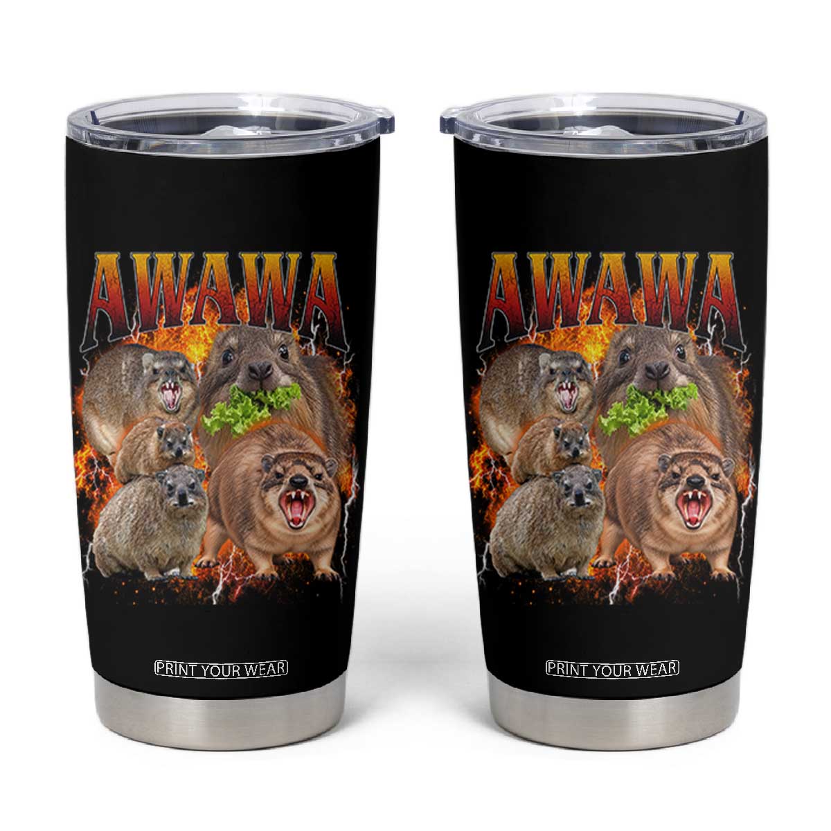 Funny Awawa Hyrax Screaming Meme 90s Bootleg Vintage Graphic Tumbler Cup