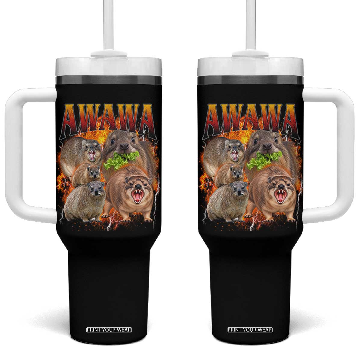 Funny Awawa Hyrax Screaming Meme 90s Bootleg Vintage Graphic Tumbler With Handle