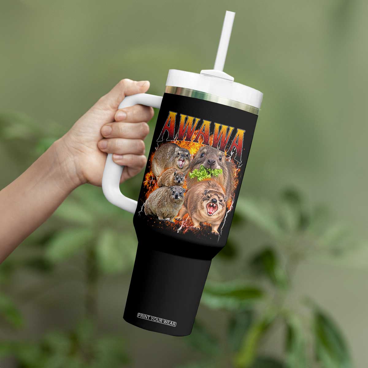 Funny Awawa Hyrax Screaming Meme 90s Bootleg Vintage Graphic Tumbler With Handle