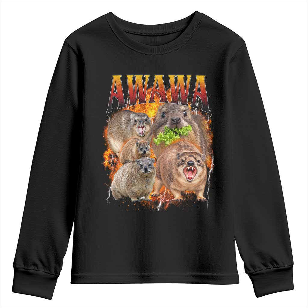 Funny Awawa Hyrax Screaming Meme 90s Bootleg Vintage Graphic Youth Sweatshirt