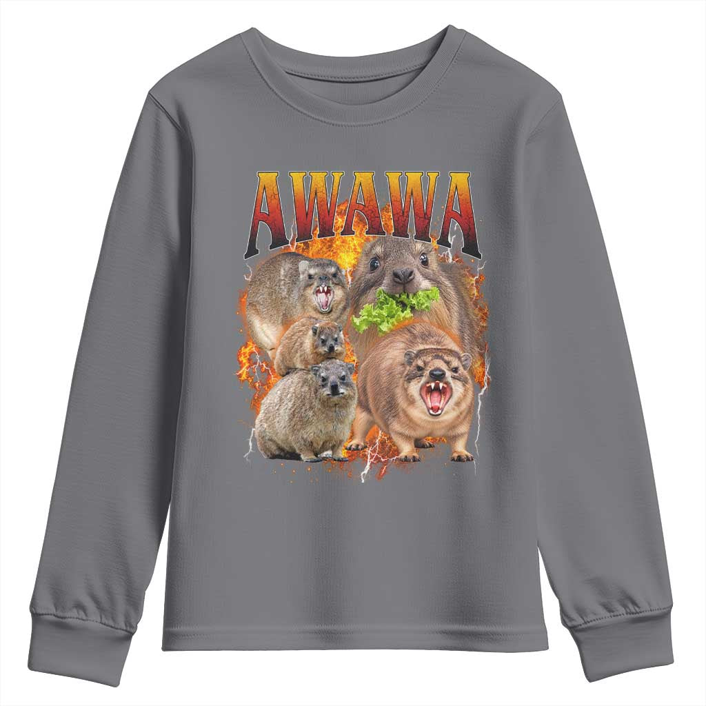 Funny Awawa Hyrax Screaming Meme 90s Bootleg Vintage Graphic Youth Sweatshirt