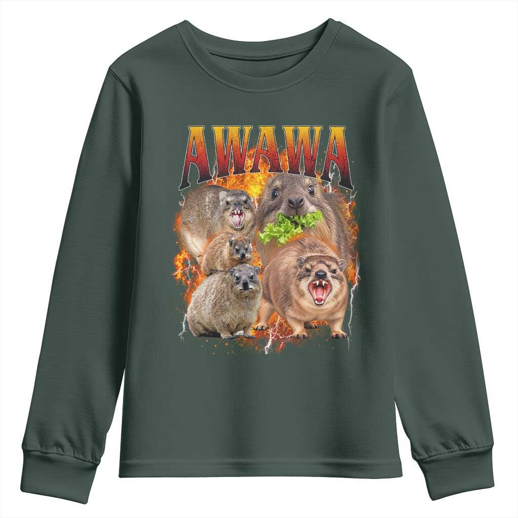 Funny Awawa Hyrax Screaming Meme 90s Bootleg Vintage Graphic Youth Sweatshirt