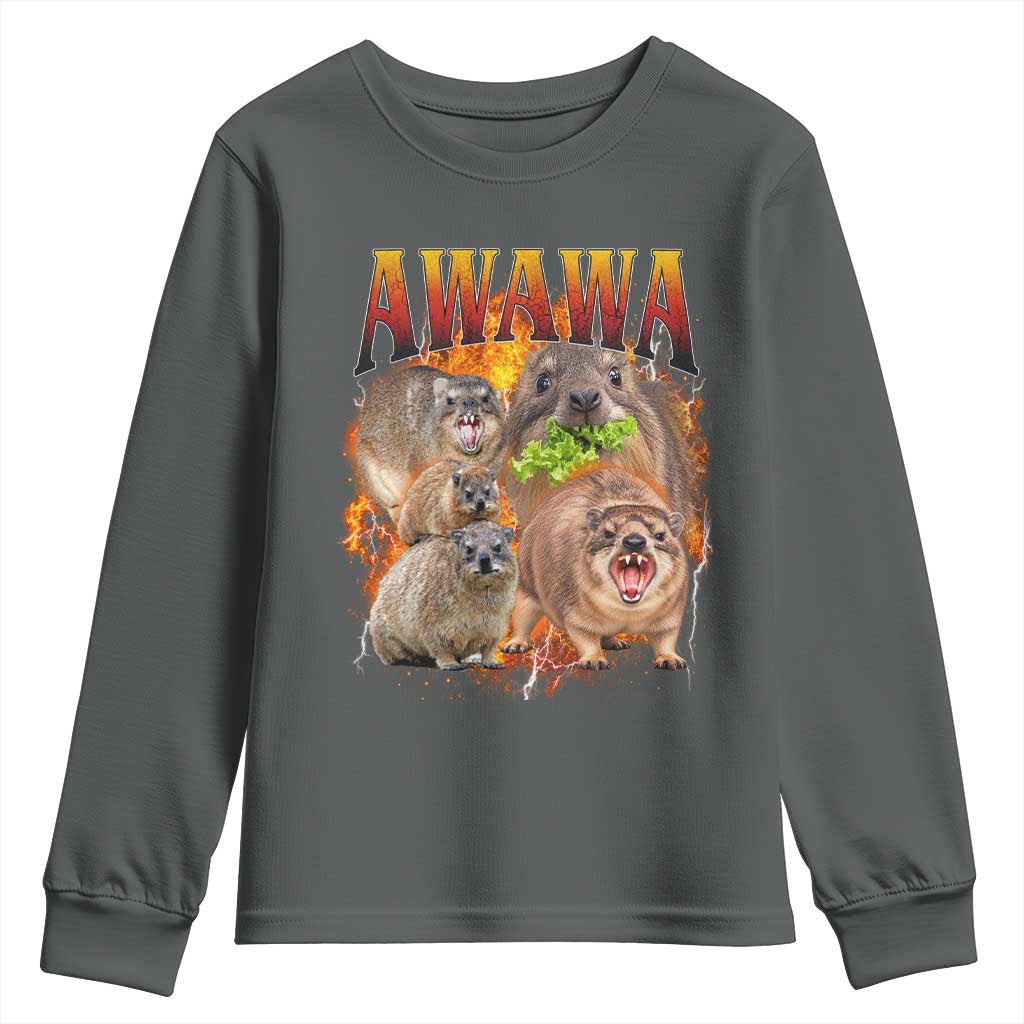 Funny Awawa Hyrax Screaming Meme 90s Bootleg Vintage Graphic Youth Sweatshirt