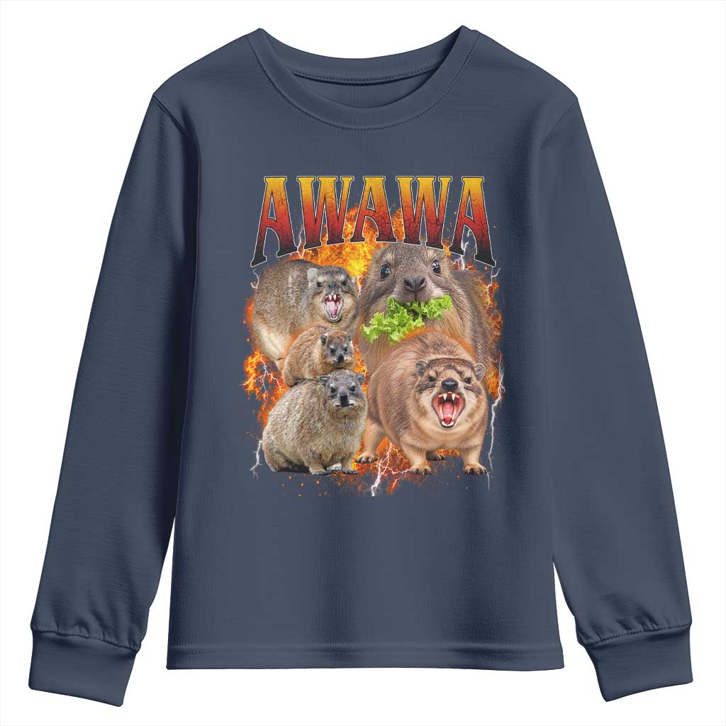 Funny Awawa Hyrax Screaming Meme 90s Bootleg Vintage Graphic Youth Sweatshirt