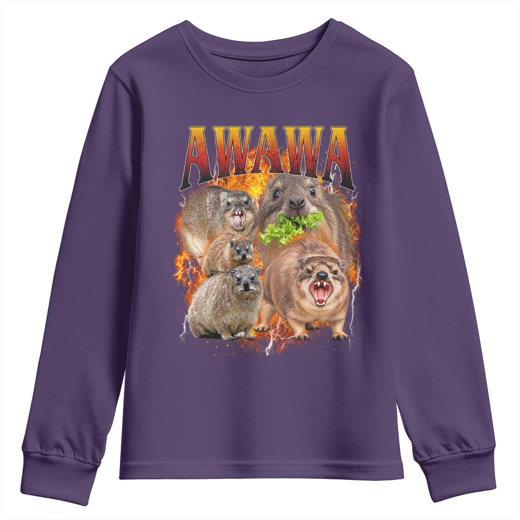 Funny Awawa Hyrax Screaming Meme 90s Bootleg Vintage Graphic Youth Sweatshirt