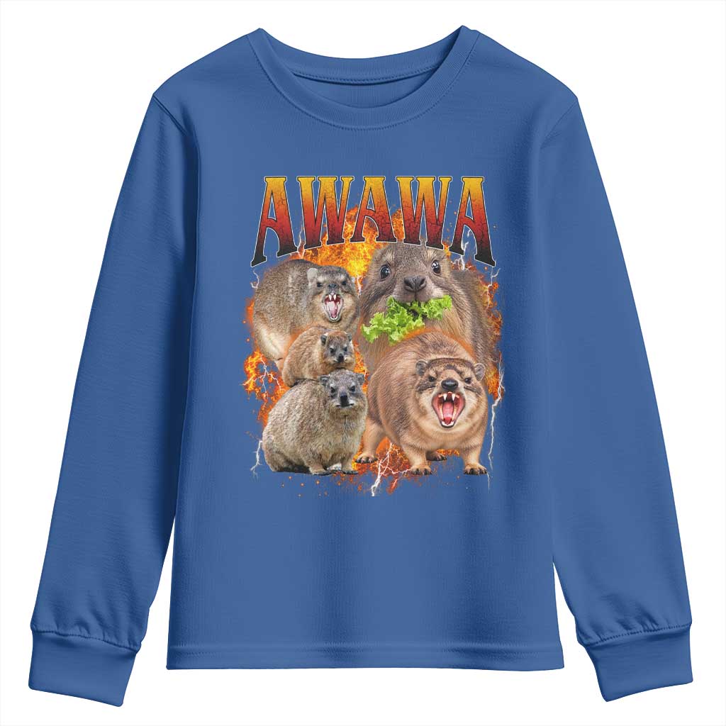 Funny Awawa Hyrax Screaming Meme 90s Bootleg Vintage Graphic Youth Sweatshirt