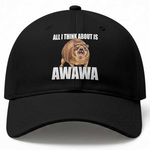 Funny Hyrax Meme Baseball Cap All I Think About Is Awawa
