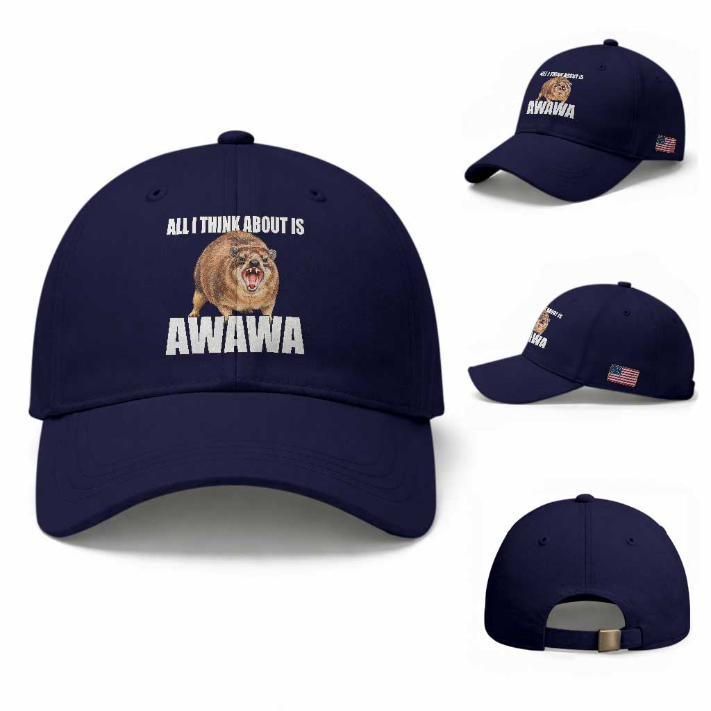 Funny Hyrax Meme Baseball Cap All I Think About Is Awawa