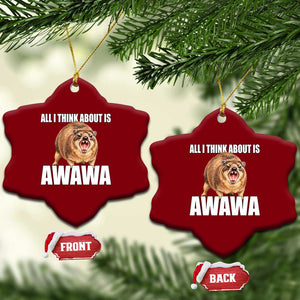 Funny Hyrax Meme Ceramic Ornament All I Think About Is Awawa