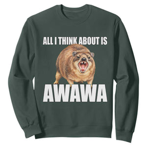 Funny Hyrax Meme Sweatshirt All I Think About Is Awawa