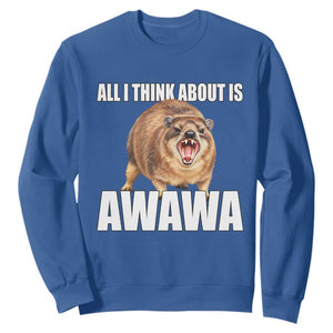 Funny Hyrax Meme Sweatshirt All I Think About Is Awawa