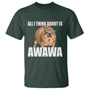 Funny Hyrax Meme T Shirt All I Think About Is Awawa