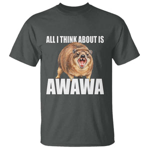 Funny Hyrax Meme T Shirt All I Think About Is Awawa
