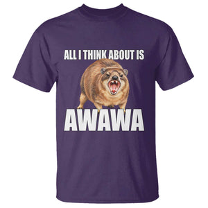 Funny Hyrax Meme T Shirt All I Think About Is Awawa