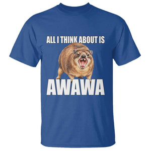Funny Hyrax Meme T Shirt All I Think About Is Awawa
