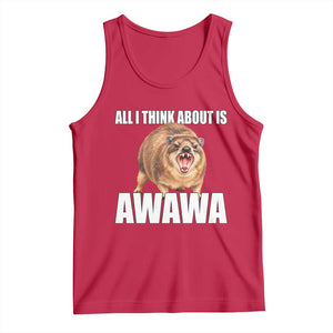 Funny Hyrax Meme Tank Top All I Think About Is Awawa