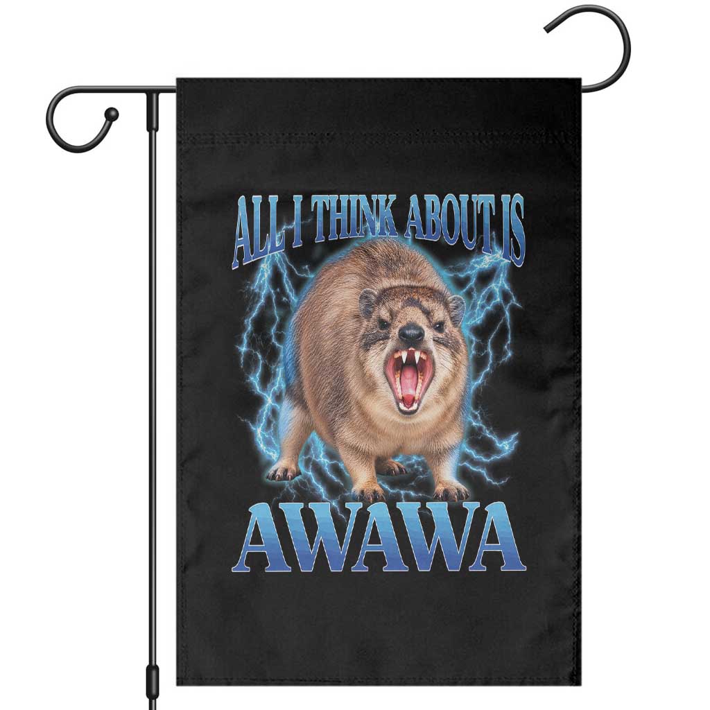 Funny Hyrax Meme Garden Flag All I Think About Is Awawa Meme 90s Bootleg Vintage Graphic