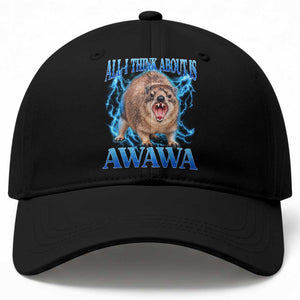 Funny Hyrax Meme Baseball Cap All I Think About Is Awawa Meme 90s Bootleg Vintage Graphic