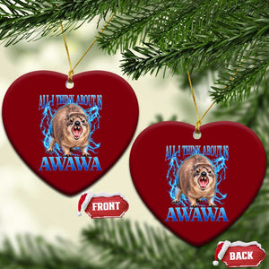 Funny Hyrax Meme Ceramic Ornament All I Think About Is Awawa Meme 90s Bootleg Vintage Graphic