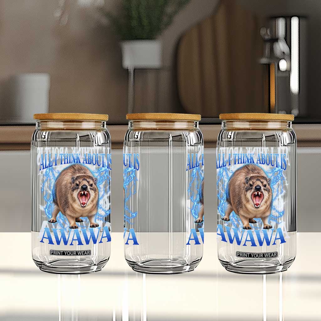 Funny Hyrax Meme Glass Can All I Think About Is Awawa Meme 90s Bootleg Vintage Graphic