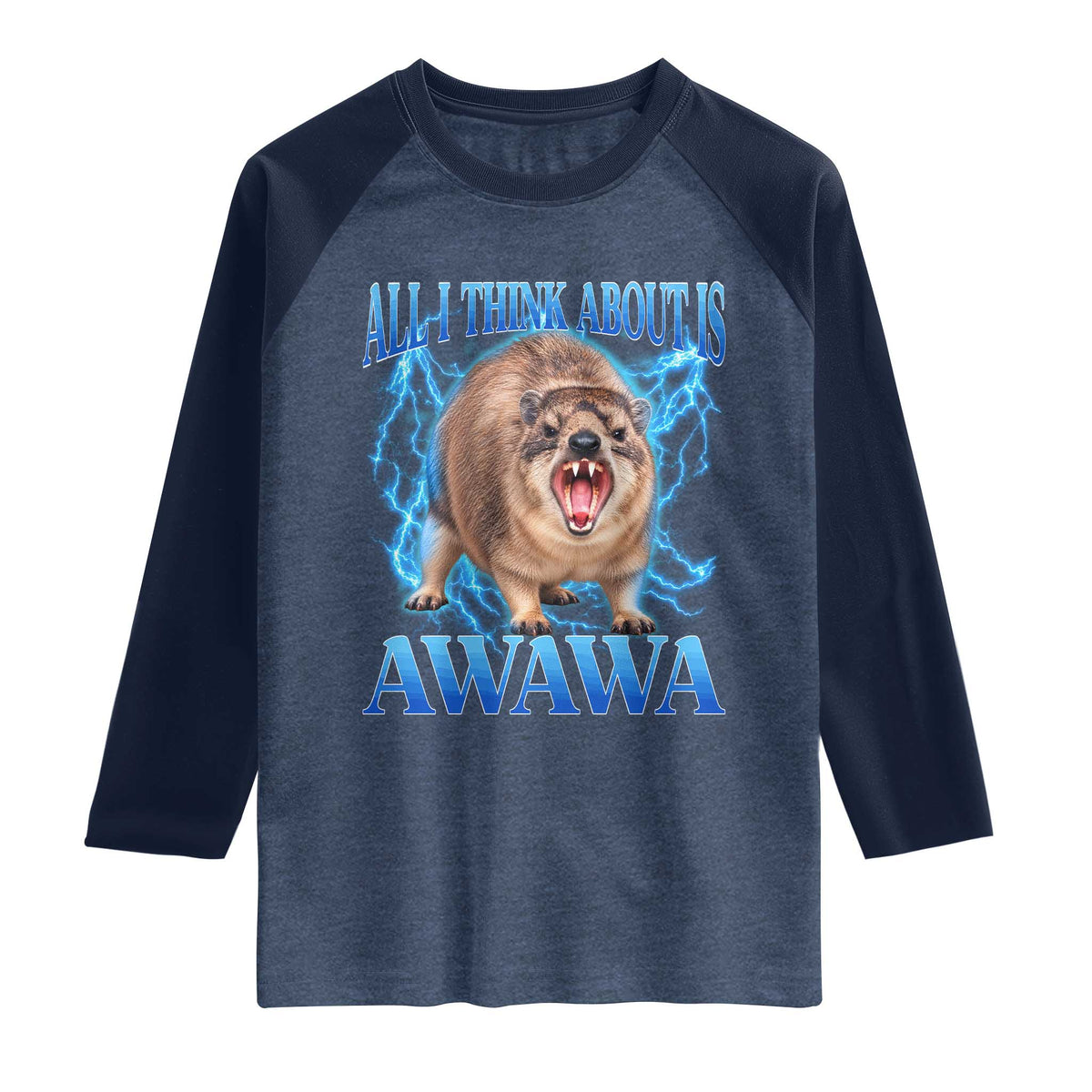 Funny Hyrax Meme Raglan Shirt All I Think About Is Awawa Meme 90s Bootleg Vintage Graphic