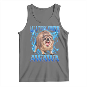 Funny Hyrax Meme Tank Top All I Think About Is Awawa Meme 90s Bootleg Vintage Graphic