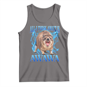 Funny Hyrax Meme Tank Top All I Think About Is Awawa Meme 90s Bootleg Vintage Graphic