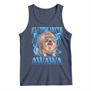 Funny Hyrax Meme Tank Top All I Think About Is Awawa Meme 90s Bootleg Vintage Graphic