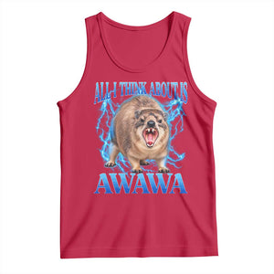 Funny Hyrax Meme Tank Top All I Think About Is Awawa Meme 90s Bootleg Vintage Graphic